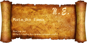 Matejko Emma névjegykártya